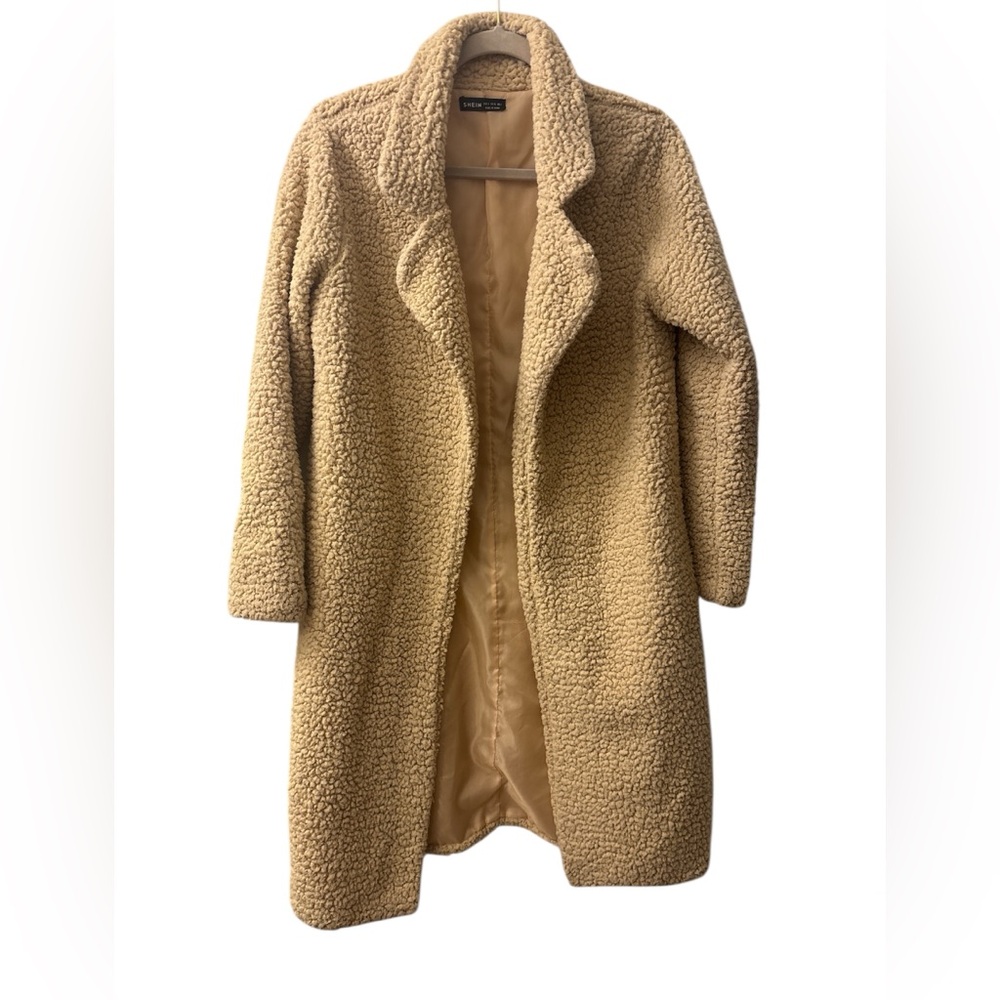 SHEIN Women's Cozy Tan Teddy Jacket